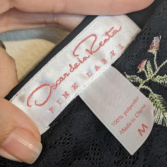 Oscar De La Renta Pink Label Chemise Slip Dress in Black Floral Size Medium Rare - Picture 7 of 7